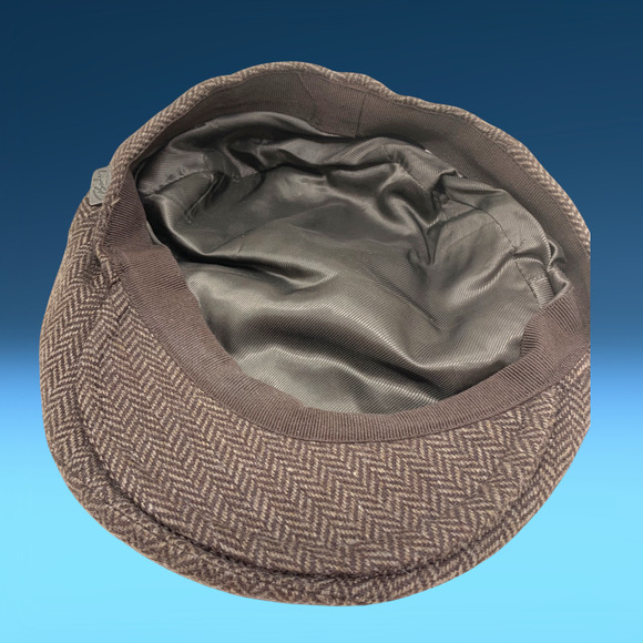 Bailey of Hollywood Flat Newsboy Cap Wool Sz L Brown Houndstooth Cabbie Italy - Picture 5 of 9